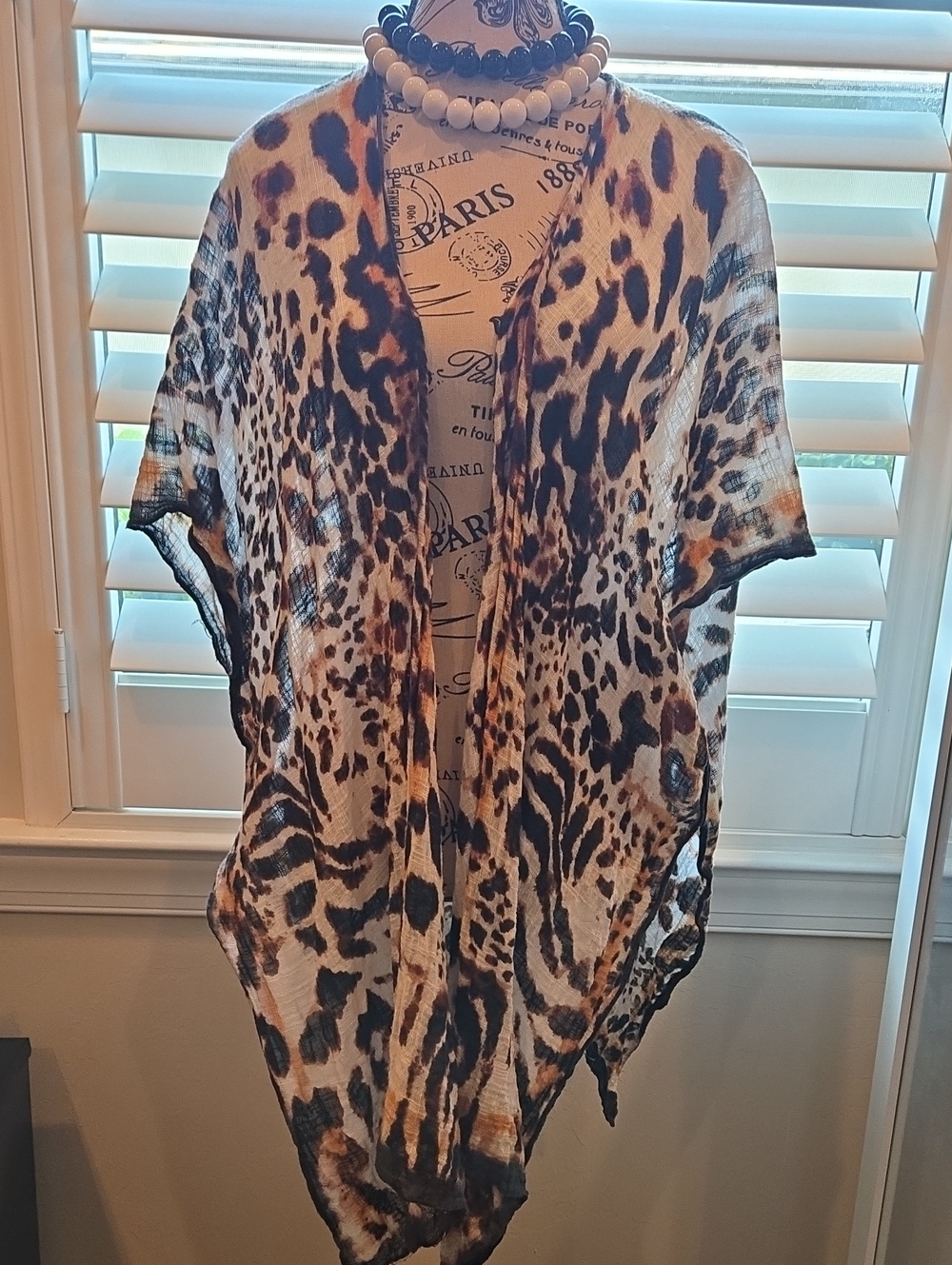 Vince Camuto Leopard-Print Wrap Tunic Cover Up in Black & Brown. High Low
